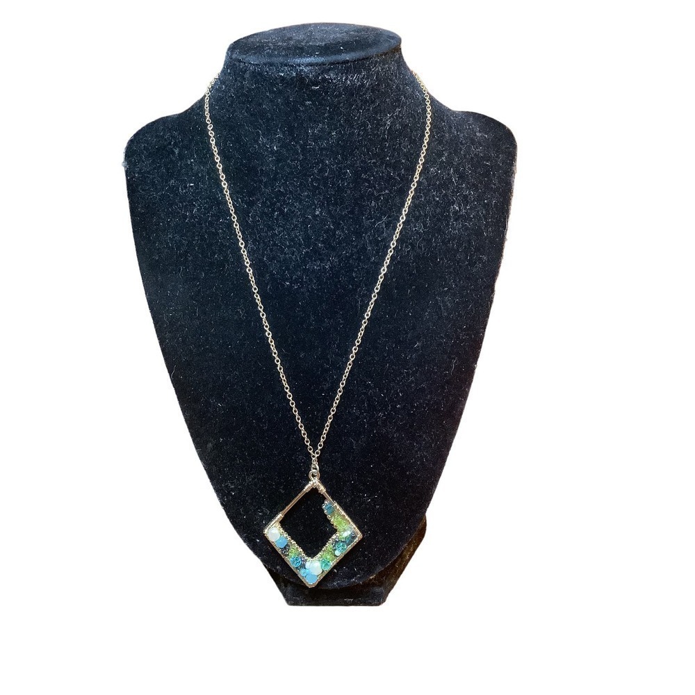 Beaded wire Wrapped‎ Triangle Statement Necklace Gold Tone